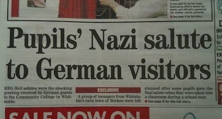 © Robert Rotifer Überschrift Kent Messenger: Pupils Nazi Salute to German visitors